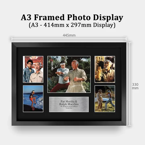 Vista 2 de HWC Trading Ralph Macchio & Pat Morita The Karate Kid Gifts Impreso Firmado Autograph Picture Display para fanáticos de recuerdos de películas, 16 x