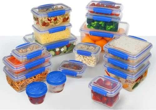 Vista 6 de Sistema KLIP IT Collection - Recipientes para almacenamiento de alimentos, 34 piezas, color azul