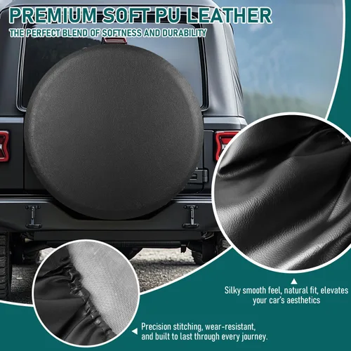 Vista 6 de Cubierta de neumático de repuesto de 28-29 pulgadas, ajuste universal para Jeep, SUV, RV, remolque, camión, impermeable, a prueba de polvo, cubierta