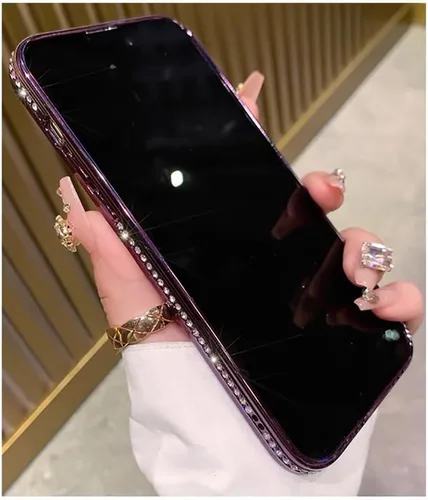 Vista 6 de Funda magnética de lujo con purpurina compatible con iPhone 13 Pro Max de 6.7 pulgadas, bonita funda transparente con diamantes de imitación