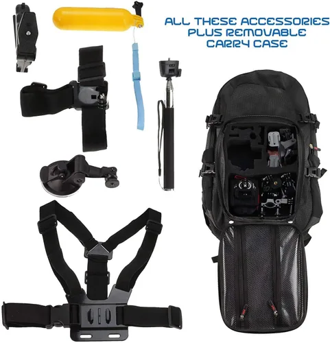 Vista 2 de Navitech Mochila para cámara de acción y kit combinado de accesorios 50 en 1 con correa para el pecho integrada, compatible con cámara de acción DJI