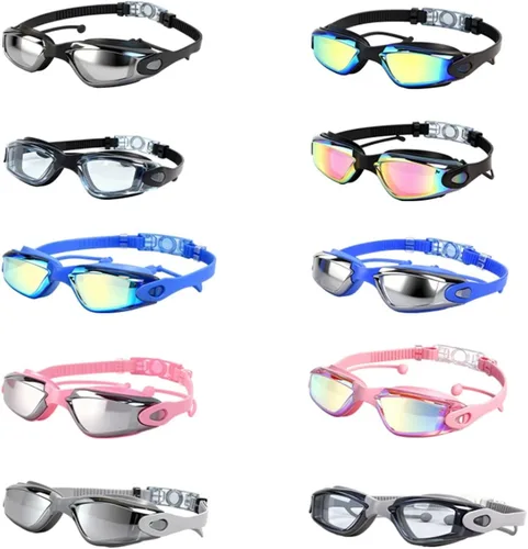 Vista 2 de Gafas de natación para adultos, hombres, mujeres, jóvenes, sin fugas, protección completa, antivaho, protección UV, vista panorámica, ajuste