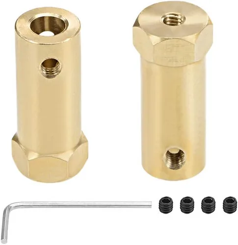Vista 6 de uxcell Acoplador hexagonal de 0.118 in de diámetro del motor hexagonal de latón conector de acoplamiento para ruedas de coche, neumáticos, motor