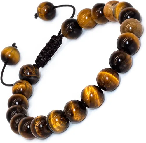 Vista 17 de Pulsera ajustable de 8 mm con gemas naturales, pulseras unisex de cristal hechas a mano para meditación, yoga, sanación espiritual y energía
