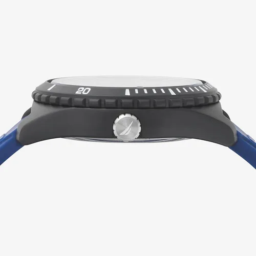 Vista 2 de Nautica Ibiza - Reloj deportivo para hombre, acero inoxidable y silicona, color azul (modelo NAPIBZ008), AzulNegro, Movimiento de cuarzo