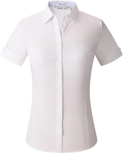 Vista 44 de Esabel.C - Camisa de trabajo con botones de manga larga para mujer, elástica, corte regular
