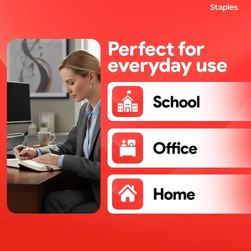Vista 7 de STAPLES Bolígrafos retráctiles de punta media de 1.0 mm, tinta negra, paquete de 12 – Bolígrafos cómodos y de escritura suave para uso diario