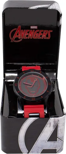 Vista 3 de Iron Man - Reloj facial para casco con pulsera de goma Rojo talla única Reloj de cuarzo