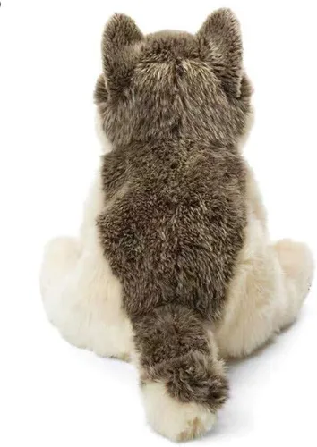 Vista 4 de TAMMYFLYFLY Pequeño lobo gris plateado realista de peluche puf de peluche