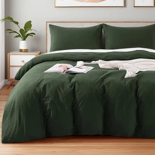 Vista 292 de NEXHOME PRO Funda de edredón Twin XL 100% algodón lavado, transpirable, duradera, texturizada, similar al lino, juego de ropa de cama para el hogar