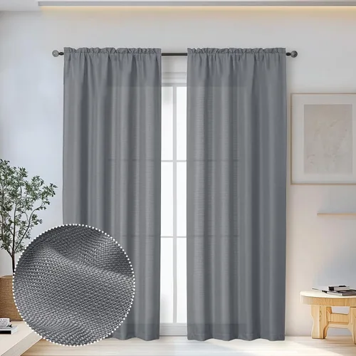 Vista 84 de OWENIE Bob Juego de 2 Paneles de Cortinas Negras de Cocina para Ventanas de 36 Pulgadas de Largo, Cortinas Cortas de Café con Textura de Lino