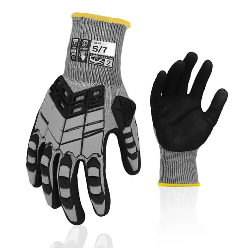 Vista 17 de Guantes de trabajo de seguridad Graloky, guantes de impacto para hombres y mujeres, guantes resistentes a cortes antideslizantes de trabajo pesado