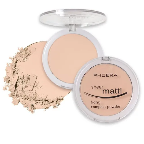 Vista 9 de Paquete de 2 polvos faciales mate PHOERA, controla aceite, ilumina el color de la piel, cubre imperfecciones, maquillaje, polvo fijador facial base