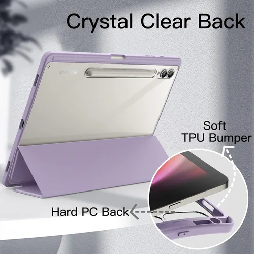 Vista 3 de JETech Funda para Samsung Galaxy Tab S10 Plus/Tab S9 Plus de 12.4 pulgadas con soporte para S Pen, parte trasera de policarbonato transparente
