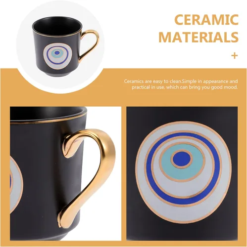 Vista 8 de Tofficu Taza de café con diseño de ojo turco, taza de cerámica con asa para el hogar, oficina, cafetería, restaurante, viajes, tienda, café expreso