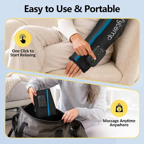 Vista 7 de Comfytemp Masajeador de brazos de compresión de aire para circulación y alivio del dolor, manga de compresión portátil de brazo completo para codo
