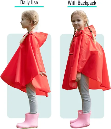 Vista 6 de Chaqueta ligera de poncho de lluvia para niños, impermeable, abrigo impermeable