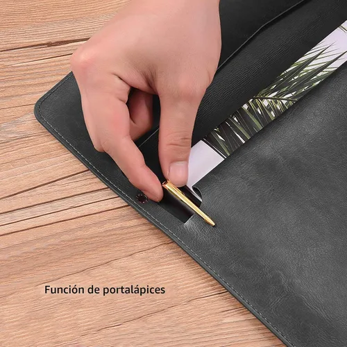 Vista 4 de Carpeta de Archivo de Cuero PU Enyuwlcm A4 Envelopera con Cierre de Presión para Recibos y Contratos Negra