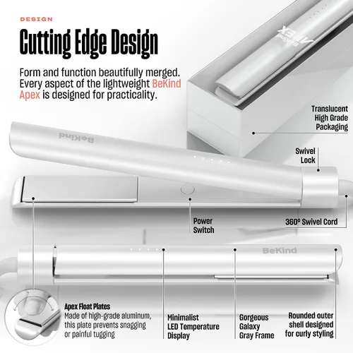 Vista 6 de BeKind Apex - Plancha plana 2 en 1 para todos los peinados, plancha y rizador de pelo de 1 pulgada a 460 °F para todos los peinados, tecnología