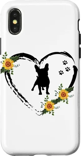 Vista 5 de iPhone 16 French Bulldog With Paw Prints And Sunflower Heart On White Case