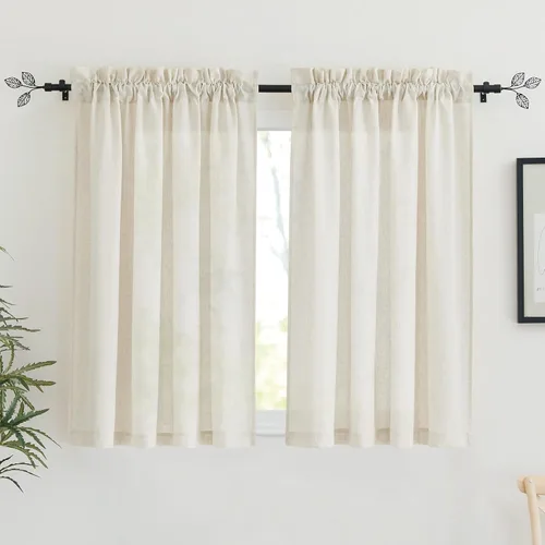 Vista 21 de RYB HOME Cortinas traslúcidas grises – Cortinas semitransparentes mezcladas de lino para privacidad, cortinas de ventana, reducción de luz para sala