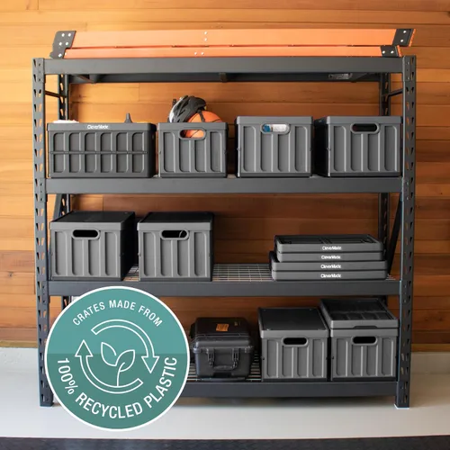 Vista 9 de CleverMade Contenedores de almacenamiento plegables con tapas, 46L paquete Obsidiana
