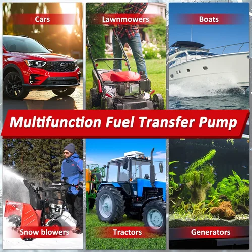 Vista 8 de Bomba de transferencia de combustible Aoteda alimentada por batería con sensor de parada automática, protección contra fugas (2.4 GPM), manguera