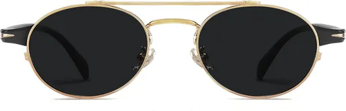 Vista 4 de Technigadgets Waylon Steampunk - Lentes de sol redondos para hombre, estilo vintage, polarizados, ovalados, protección UV