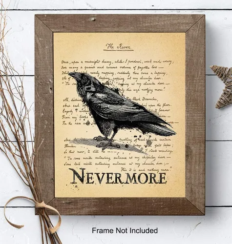Vista 7 de The Raven – Nevermore – Regalos de Edgar Allan Poe – Decoración gótica para la habitación – Decoración gótica para el hogar – Poesía espeluznante