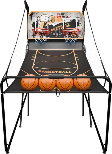 Vista 11 de JupiterForce Juego de Arcade de Baloncesto Plegable para Interiores, Máquina de Juego de Arcade de Canasta de Baloncesto Electrónica de Doble Tiro