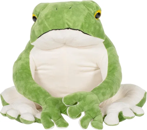 Vista 9 de BRINJOY Rana gigante de peluche, rana verde de felpa grande de 28 pulgadas con imán, calcomanías de Navidad, rana realista de peluche grande