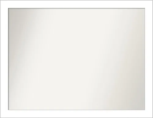 Vista 367 de Amanti Art Espejo de baño blanco para sobre el fregadero, 24 x 26 pulgadas, espejo rectangular blanco y blanco, marco de madera contemporáneo