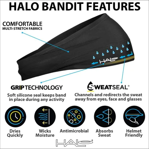 Vista 38 de Halo Headband Bandit - 4" Wide Pullover Sweatband for Both Women and Men
