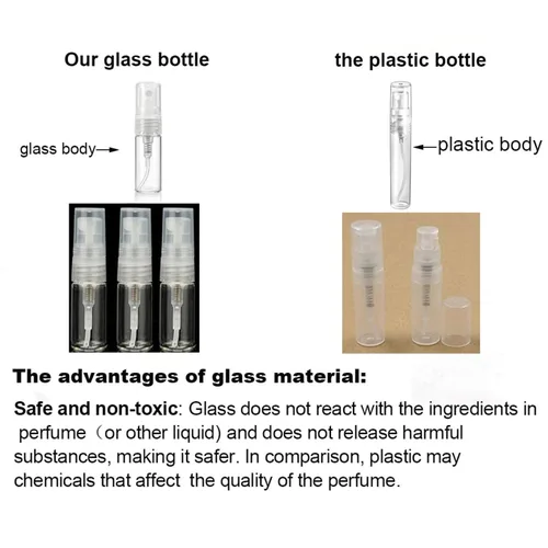 Vista 3 de Elfenstal - 10 mini atomizadores transparentes de 0.1 fl oz de 1/6 onzas líquidas, botella de vidrio vacía, botella de vidrio vacía recargable, 1