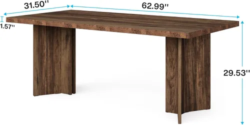 Vista 2 de Tribesigns Mesa de comedor de 63 pulgadas para 4-6, mesa de cocina estilo granja con gran superficie, mesa rectangular para cenas y comidas