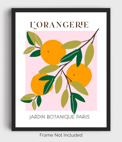 Vista 5 de WESTBROOK DESIGN STUDIO Impresión artística abstracta de frutas No.10 naranjas. Decoración moderna de pared de cocina sin marco. Tonos de naranja