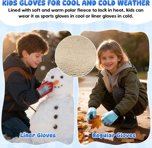 Vista 4 de Guantes de invierno para niños y niñas de 4 a 10 años, antideslizantes, suaves, cálidos, para ciclismo, correr, fútbol