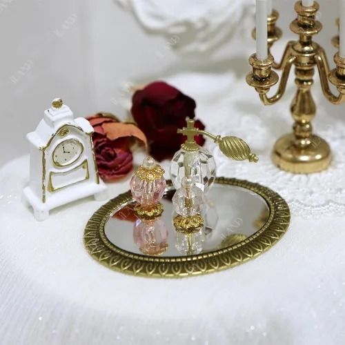 Vista 6 de iLAND Espejos para casa de muñecas, accesorios en miniatura para casa de muñecas a escala 1:12, mini espejo de vidrio con marco de metal