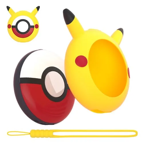 Vista 9 de Funda de silicona para Pokémon GO Plus +, funda protectora para Pokémon GO Plus + 2023 con correa para la muñeca - Amarillo