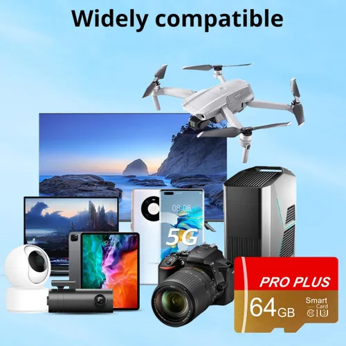 Vista 6 de Paquete de 3 tarjetas TF de 64 GB con adaptador, tarjeta de memoria de alta velocidad, tarjeta TF de memoria UHS-I C10 A1 para tableta/teléfono