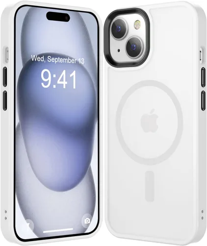 Vista 45 de Fuerte magnético para iPhone 11, compatible con Magsafe, [resistente a caídas de 13 pies] Funda trasera translúcida mate con sensación de piel