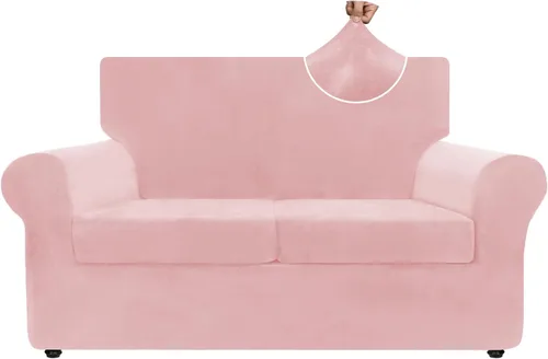 Vista 79 de ZNSAYOTX Fundas elásticas para silla de terciopelo de lujo con brazo, 2 piezas, para sala de estar, funda gruesa y suave, antideslizante, protector