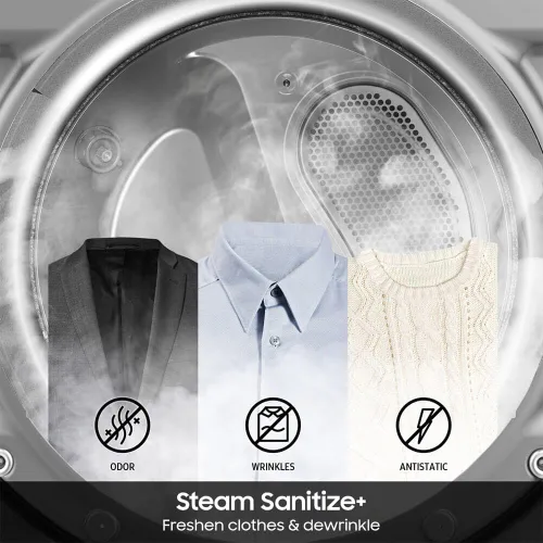 Vista 3 de Samsung DVE50BG8300V Secadora Eléctrica Inteligente de 7.4 Pies Cúbicos con Steam Sanitize+ y Sensor Dry – Negro Cepillado