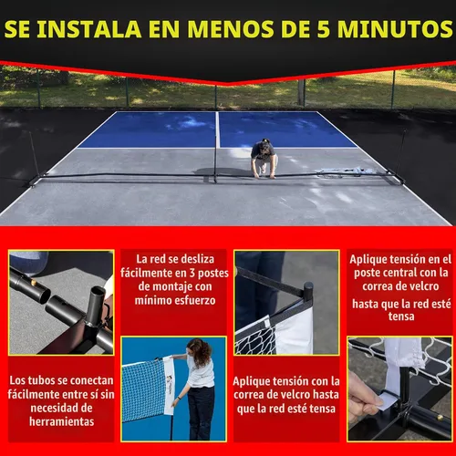 Vista 5 de Red de pickleball resistente de lujo con ruedas – Sistema de red portátil de tamaño reglamentario con ruedas bloqueables y funda de transporte