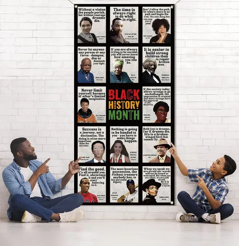 Vista 5 de Cubierta de puerta del mes de la historia negra Febrero Afroamericano Personas famosas Aula Bandera de la puerta delantera Decoración de fotografía