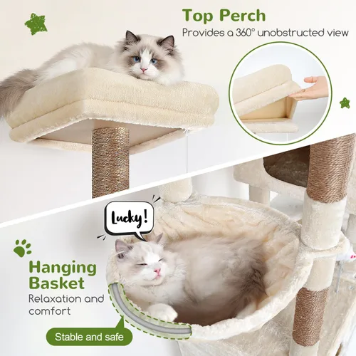 Vista 5 de Globlazer Torre Extra Grande para Gatos, Árbol de Gato de 81 Pulgadas de Altura para Gatos Grandes de 20 Libras, Torre XXL de Rascado para Gatos