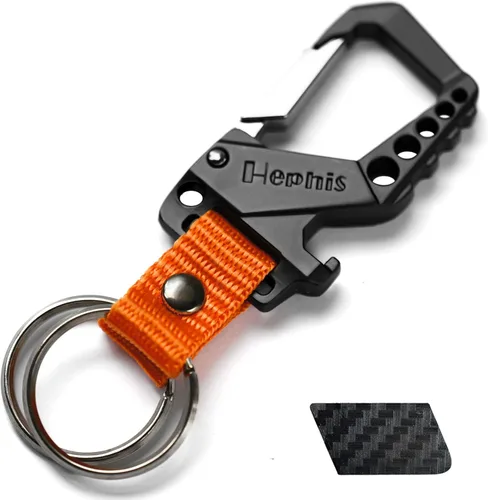 Vista 12 de Llavero resistente con forma de calavera, herramienta de escape de emergencia para automóvil, cortador de cinturón de seguridad, abrebotellas