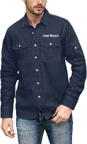 Vista 7 de Camisa de trabajo de manga larga con botones y ajuste regular para hombre con bolsillos
