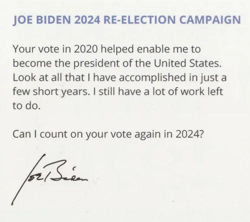 Vista 5 de Paquete de 25 postales de broma a granel – Joe Biden Gracias por tu voto en 2020 y 2024 – Bromas chistes prácticos Gags Venganza Odio Correo