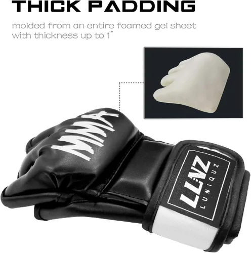 Vista 2 de MMA Gloves for Kids Punching Bag Boxing Sparring Grappling, Half Finger with Thick Padding Long Wrist Wrap